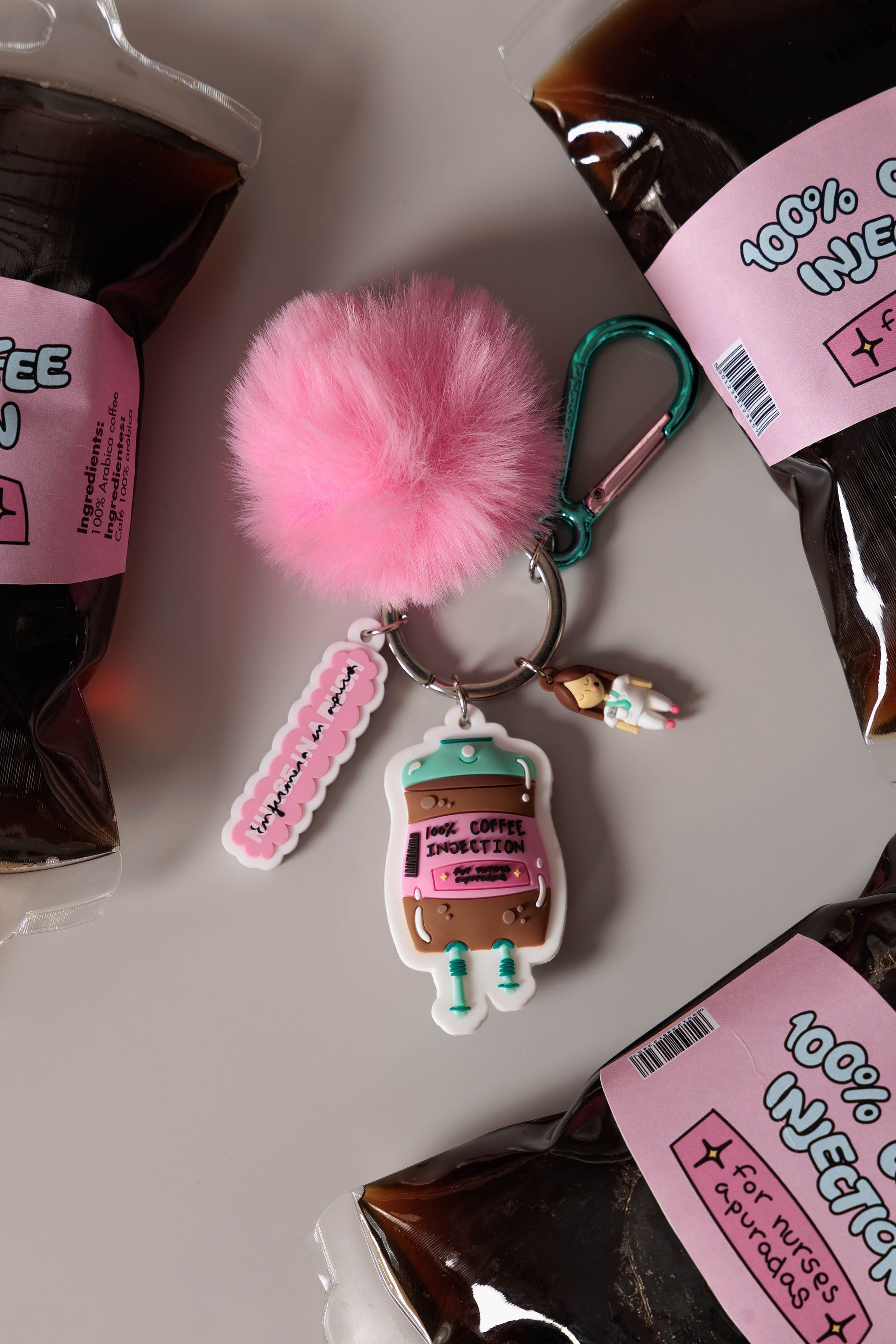 KEYCHAIN "100% COFFEE INJECTION" - NURSE IN A RUSH