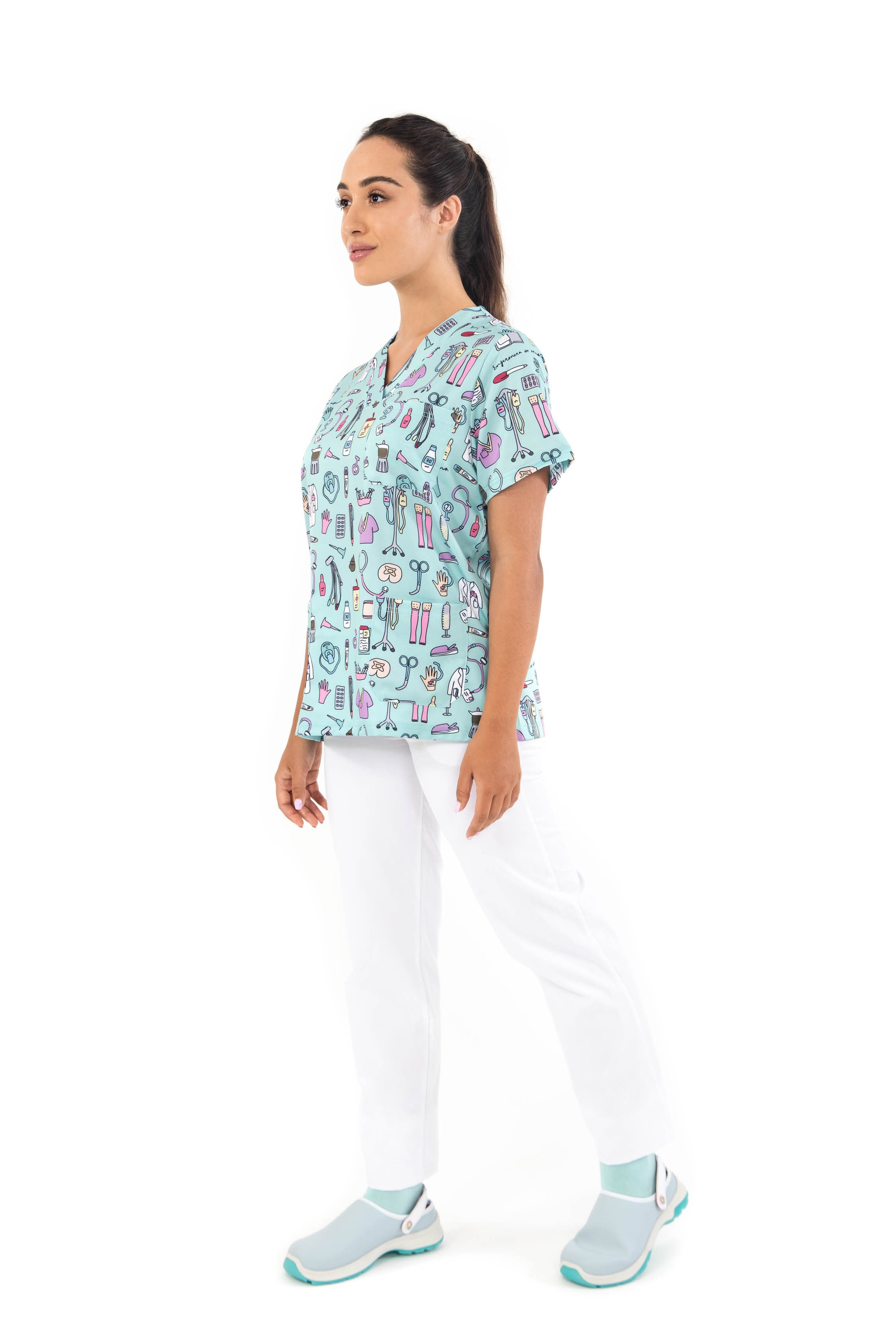 SCRUB TOP "NURSES THINGS" - AQUAMARINE