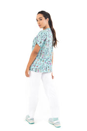 SCRUB TOP "NURSES THINGS" - AQUAMARINE