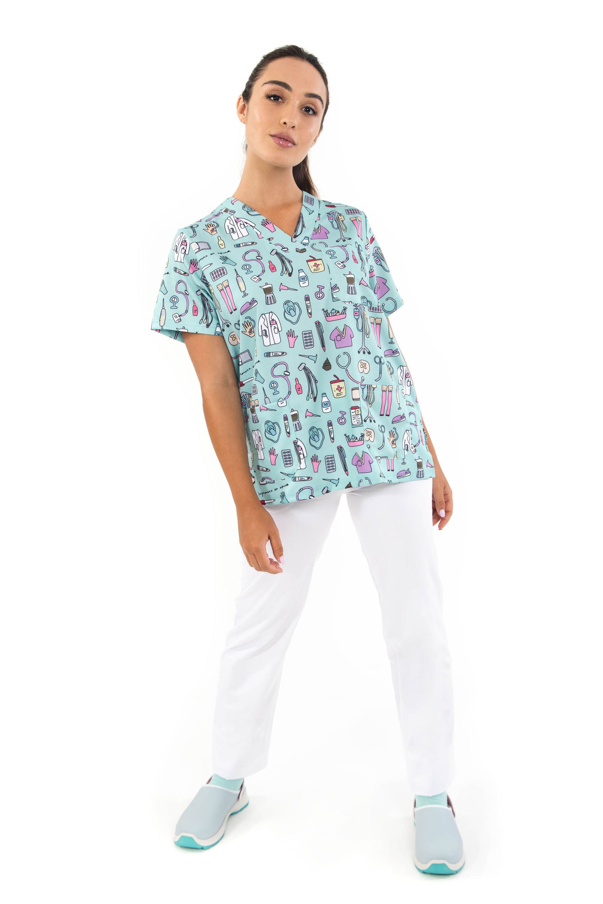 SCRUB TOP "NURSES THINGS" - AQUAMARINE