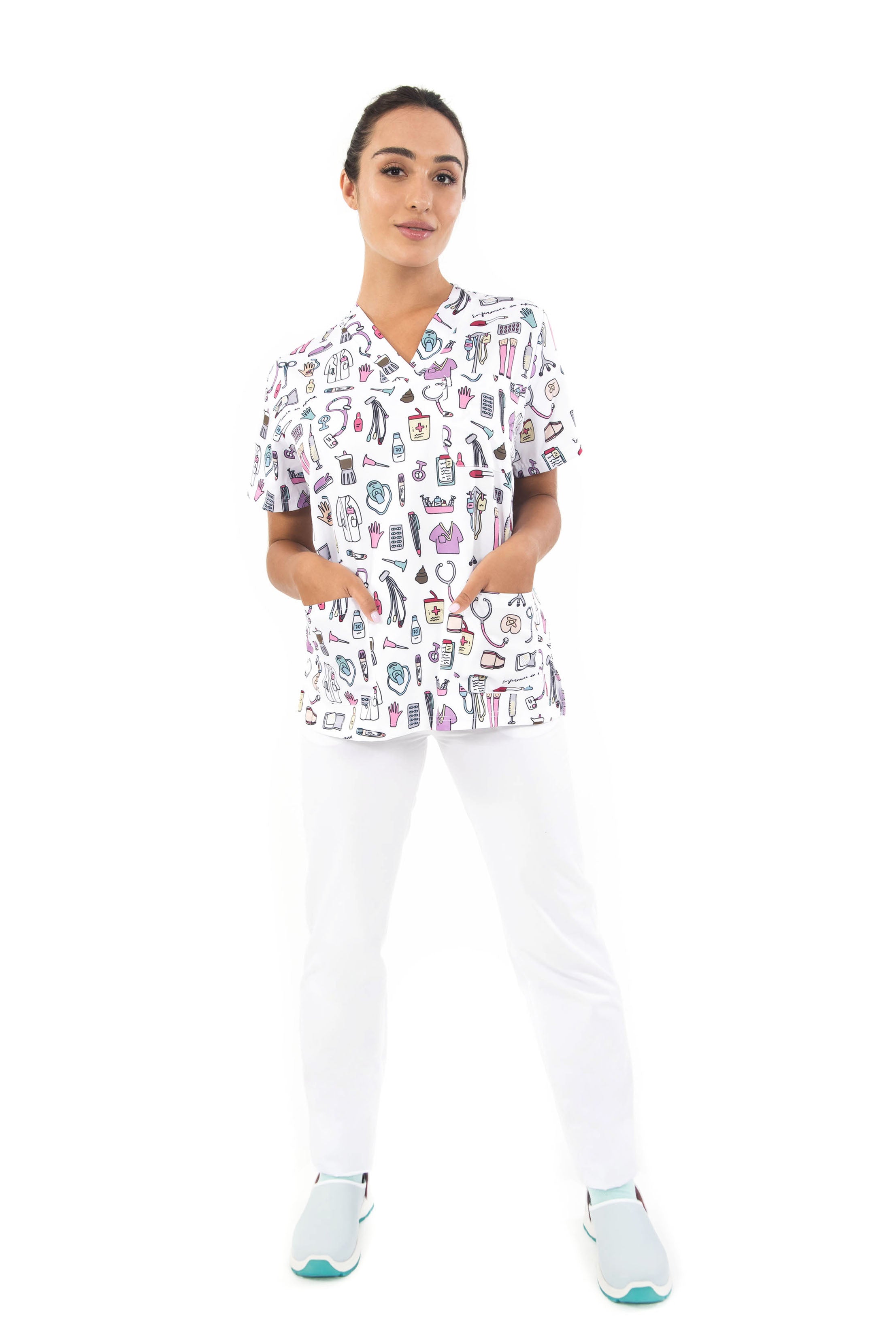 CAMISETA PIJAMA COSAS DE ENFERMEROS - BLANCO