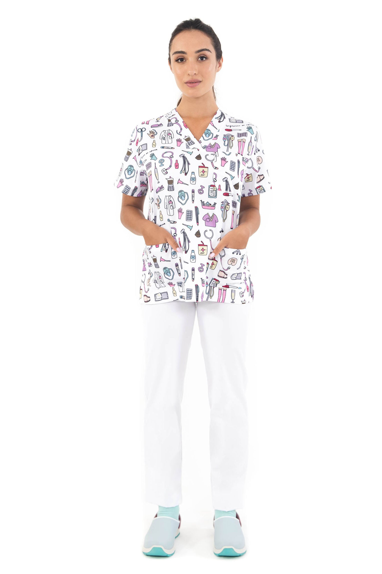 CAMISETA PIJAMA COSAS DE ENFERMEROS - BLANCO