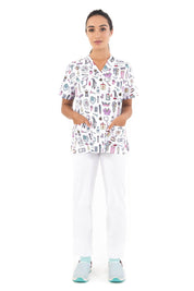 CAMISETA PIJAMA COSAS DE ENFERMEROS - BLANCO