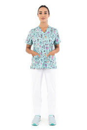 SCRUB TOP "NURSES THINGS" - AQUAMARINE