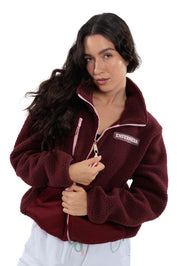 RELAXED BURGUNDY FLEECE JACKET - ENFERMERA