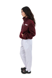 RELAXED BURGUNDY FLEECE JACKET - ENFERMERA