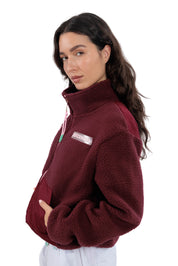 RELAXED BURGUNDY FLEECE JACKET - ENFERMERA