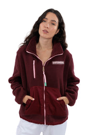 RELAXED BURGUNDY FLEECE JACKET - ENFERMERA