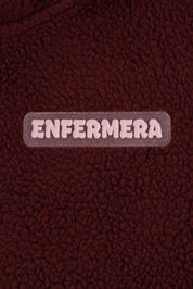 RELAXED BURGUNDY FLEECE JACKET - ENFERMERA