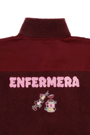 RELAXED BURGUNDY FLEECE JACKET - ENFERMERA