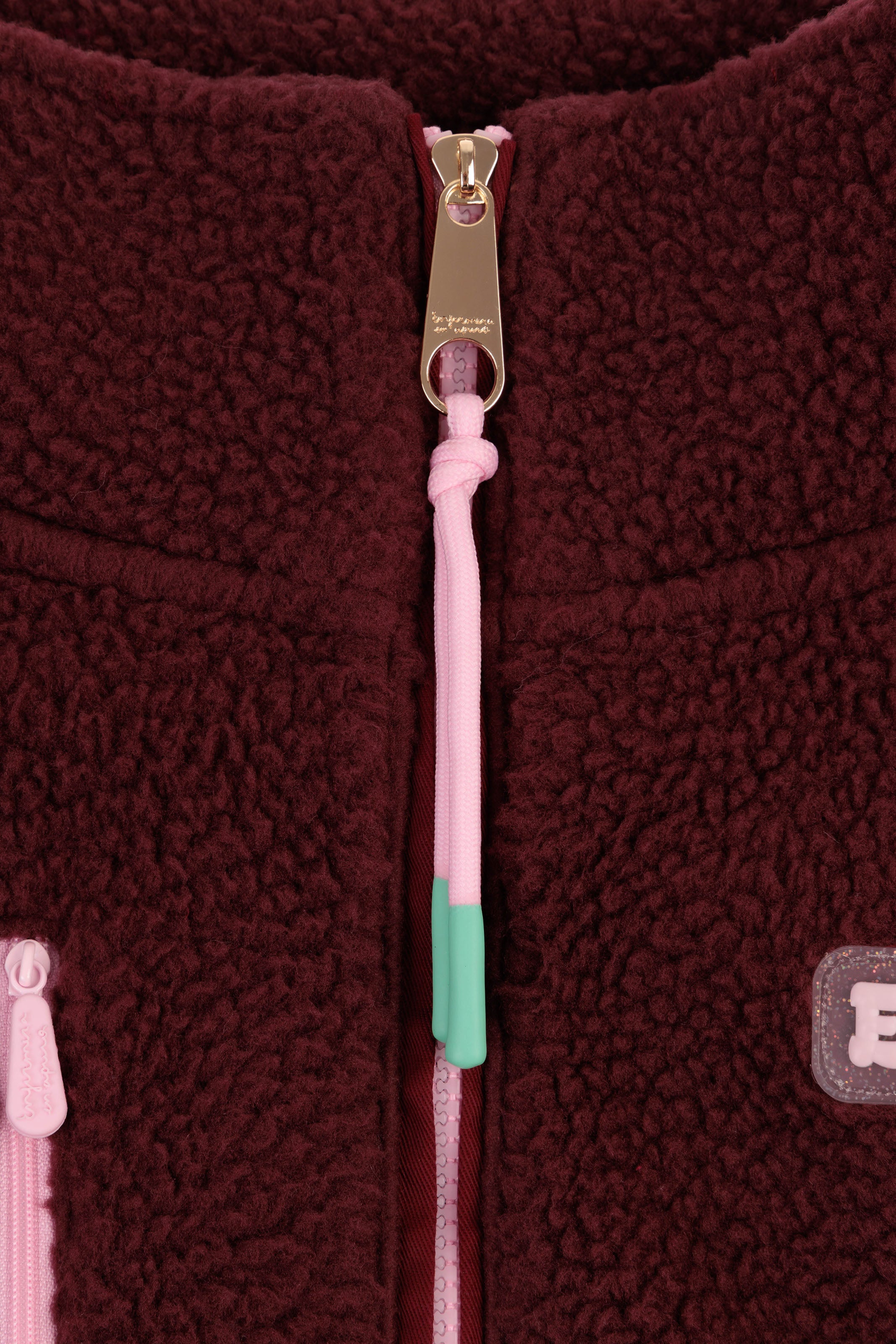 RELAXED BURGUNDY FLEECE JACKET - ENFERMERA