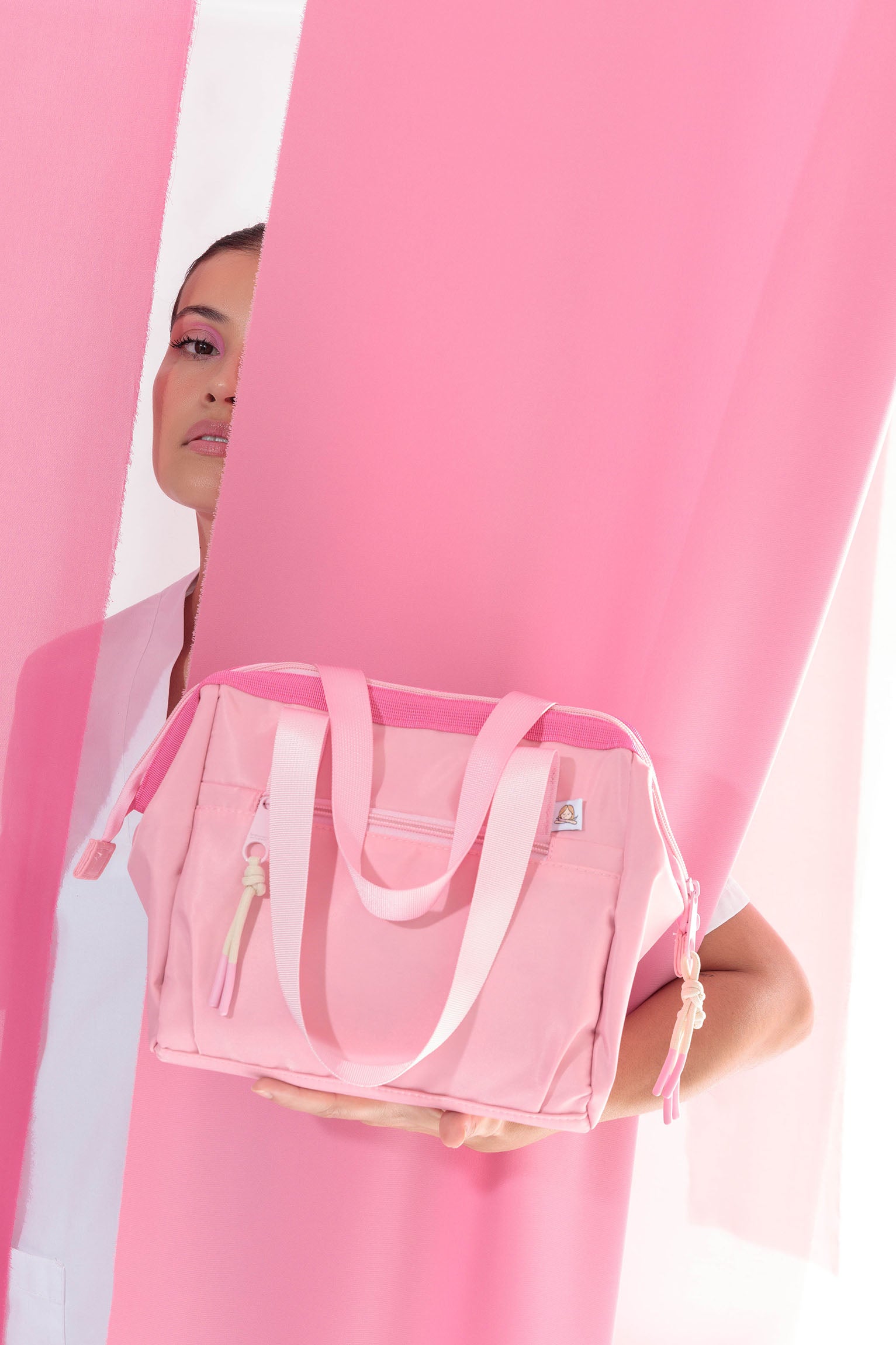 LUNCH BAG WITH HANDLES PINK - SOFT COLORS