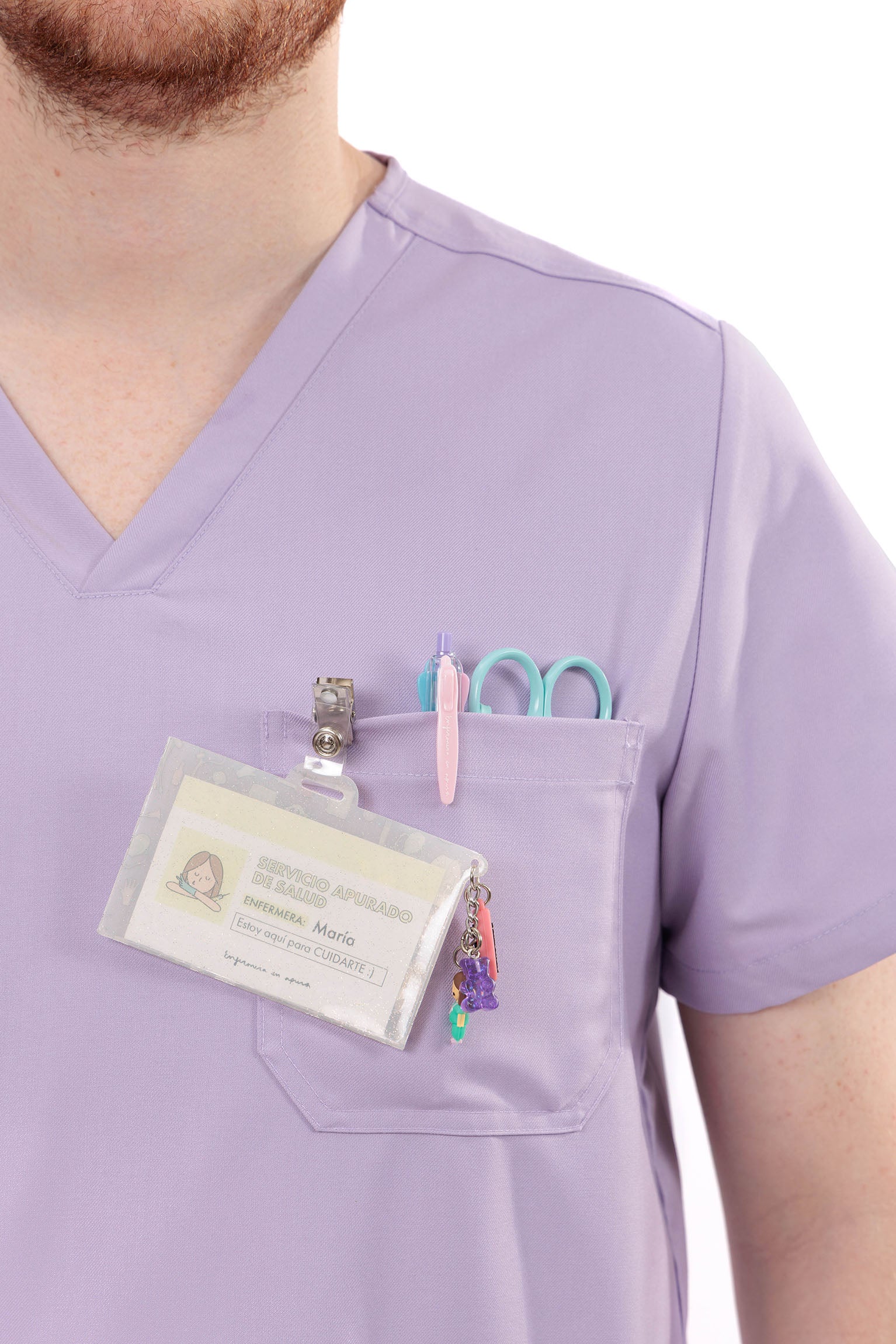 MULTI-POCKET SCRUB TOP CARE ANGELS - HEAVENLY LAVENDER