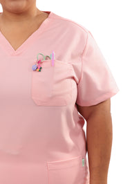 MULTI-POCKET SCRUB TOP CARE ANGELS - BALLET PINK