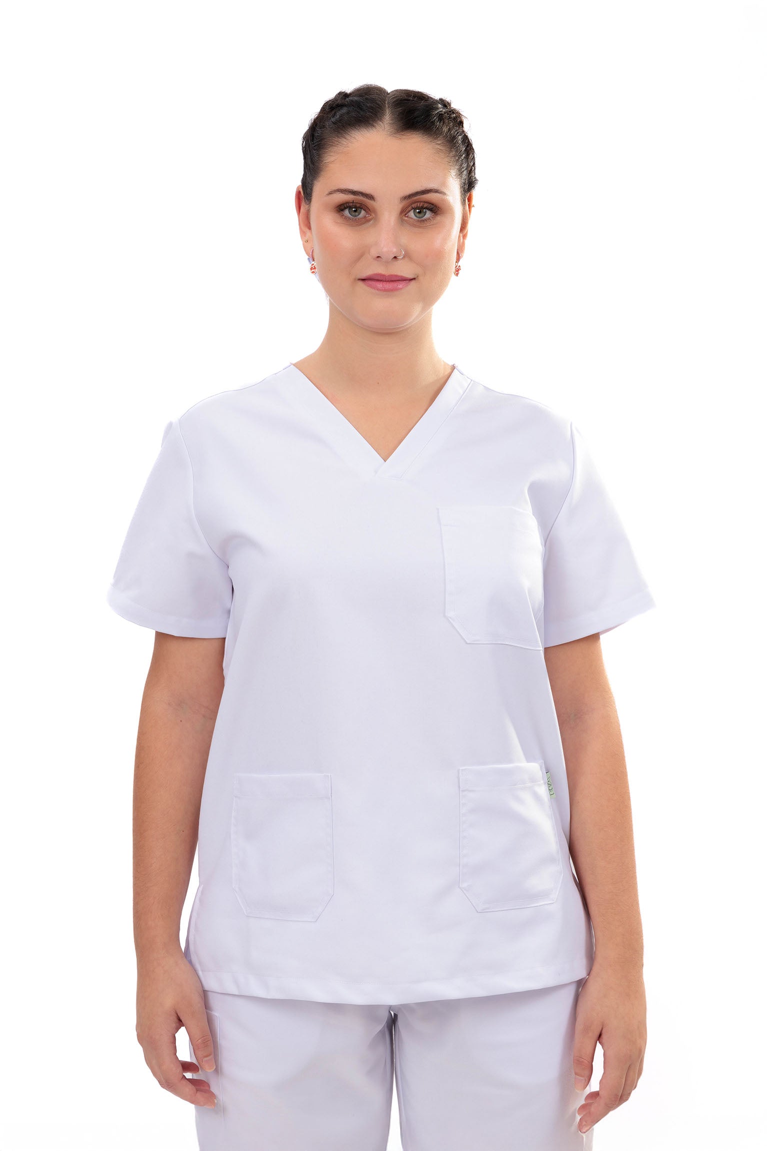 MULTI-POCKET SCRUB TOP CARE ANGELS - STAR WHITE