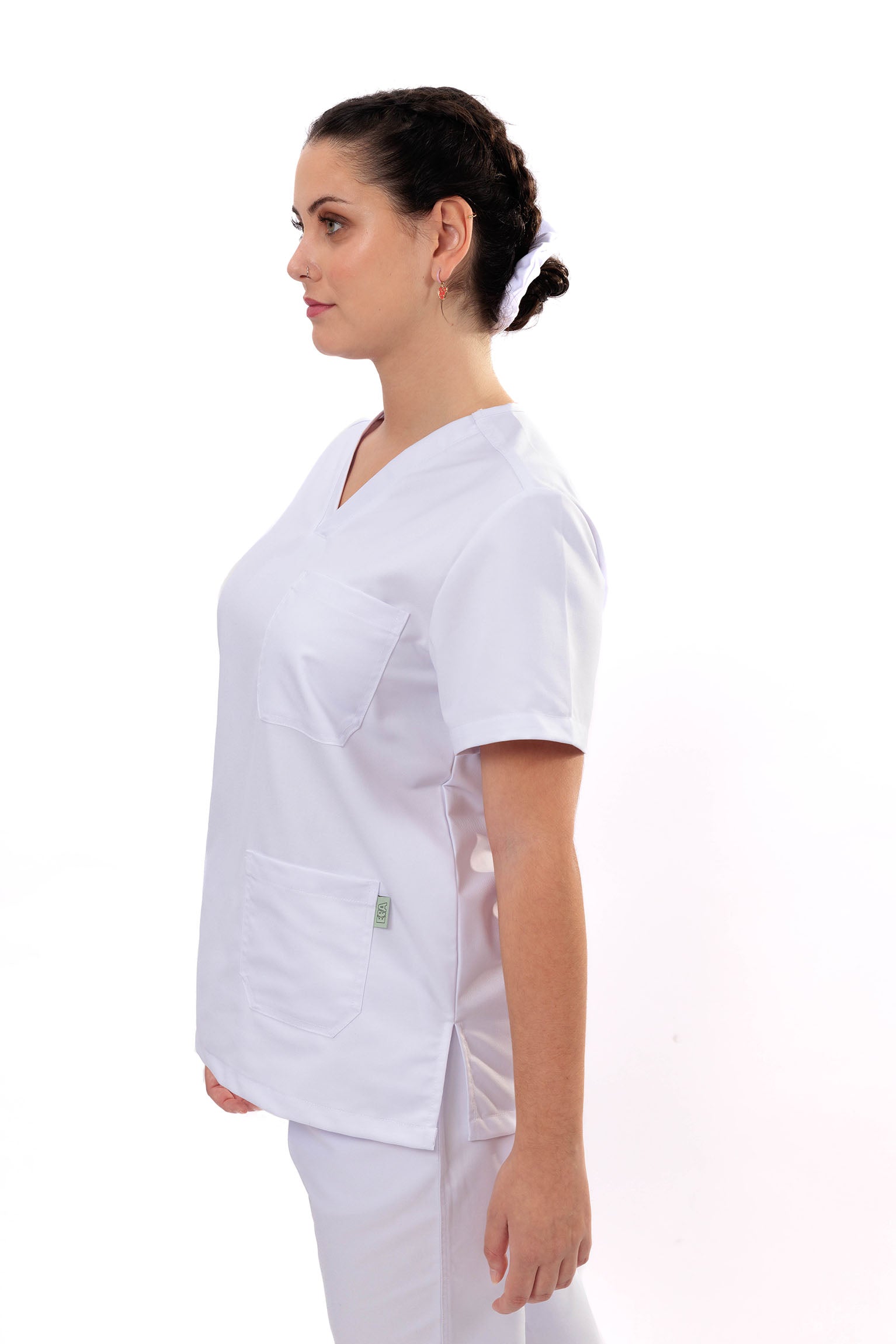 MULTI-POCKET SCRUB TOP CARE ANGELS - STAR WHITE