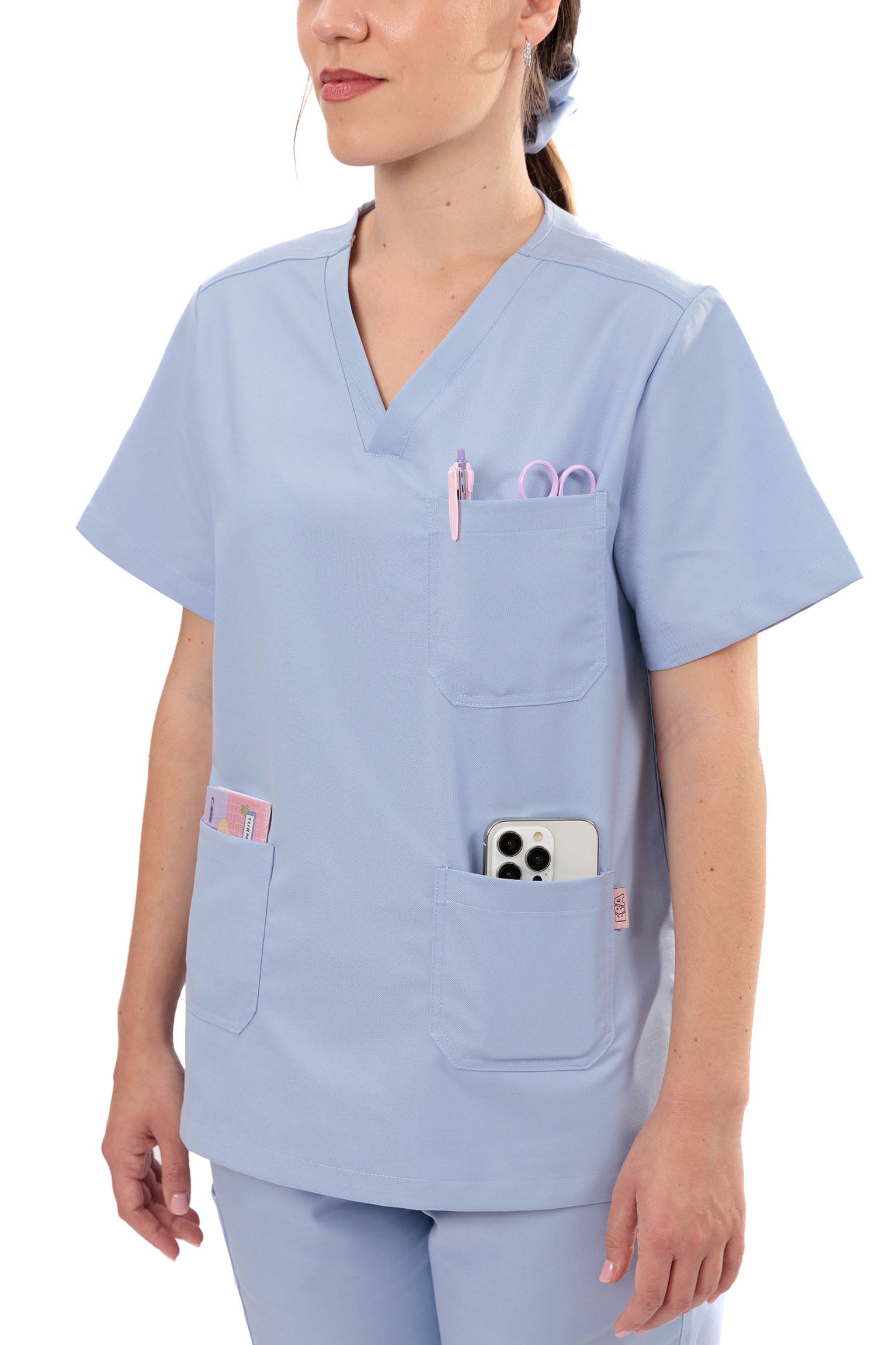 MULTI-POCKET SCRUB TOP CARE ANGELS - BLUE DREAM