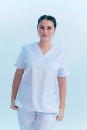 MULTI-POCKET SCRUB TOP CARE ANGELS - STAR WHITE