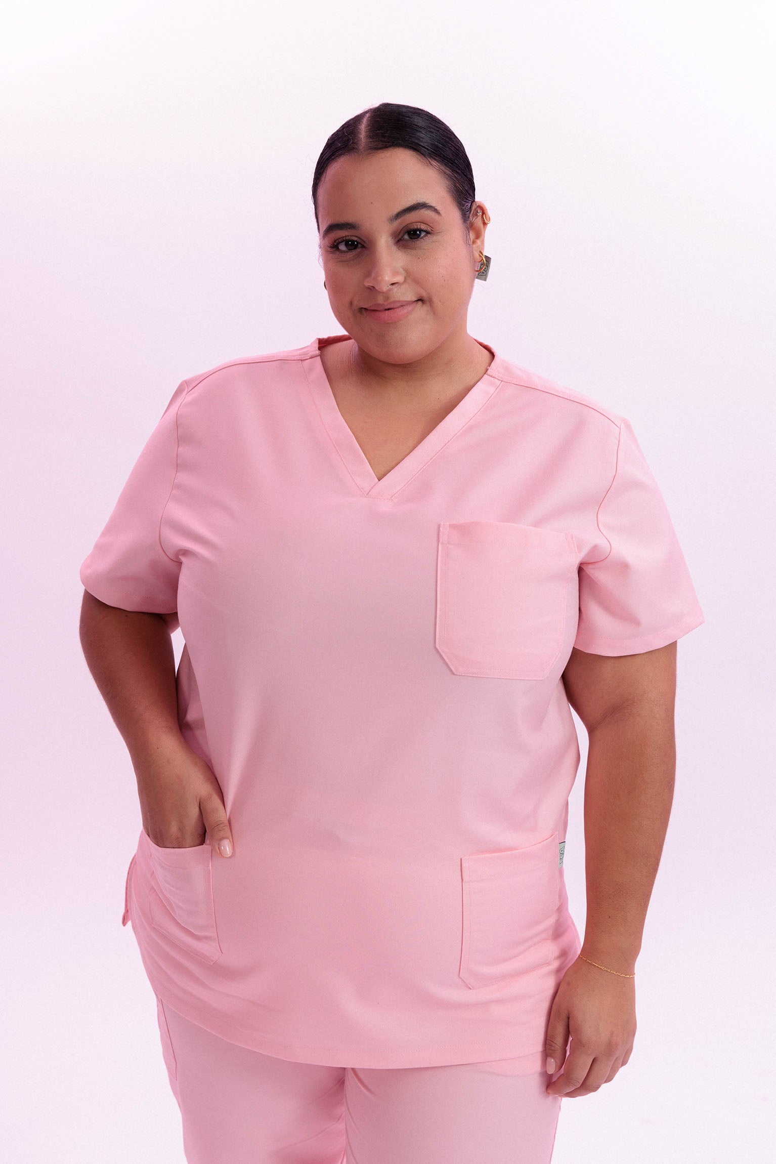 MULTI-POCKET SCRUB TOP CARE ANGELS - BALLET PINK