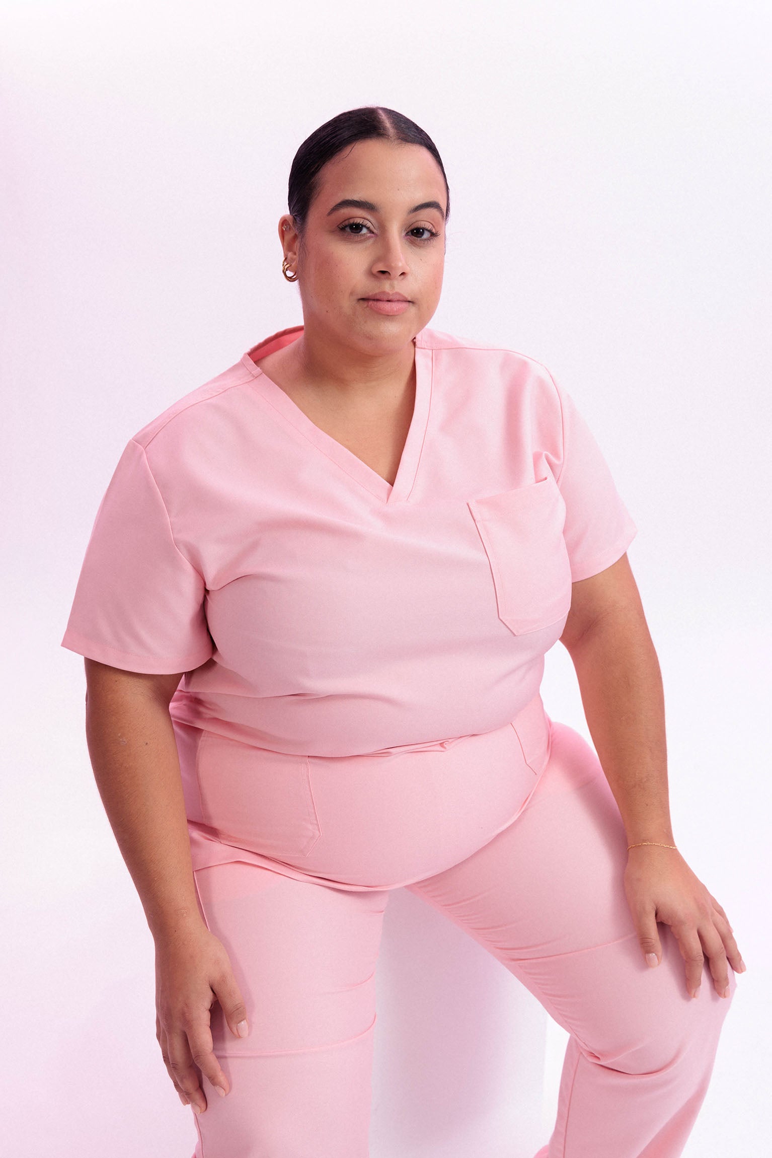 MULTI-POCKET SCRUB TOP CARE ANGELS - BALLET PINK