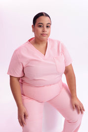 MULTI-POCKET SCRUB TOP CARE ANGELS - BALLET PINK