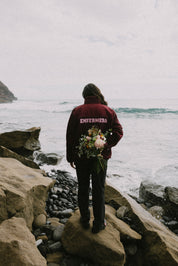 RELAXED BURGUNDY FLEECE JACKET - ENFERMERA