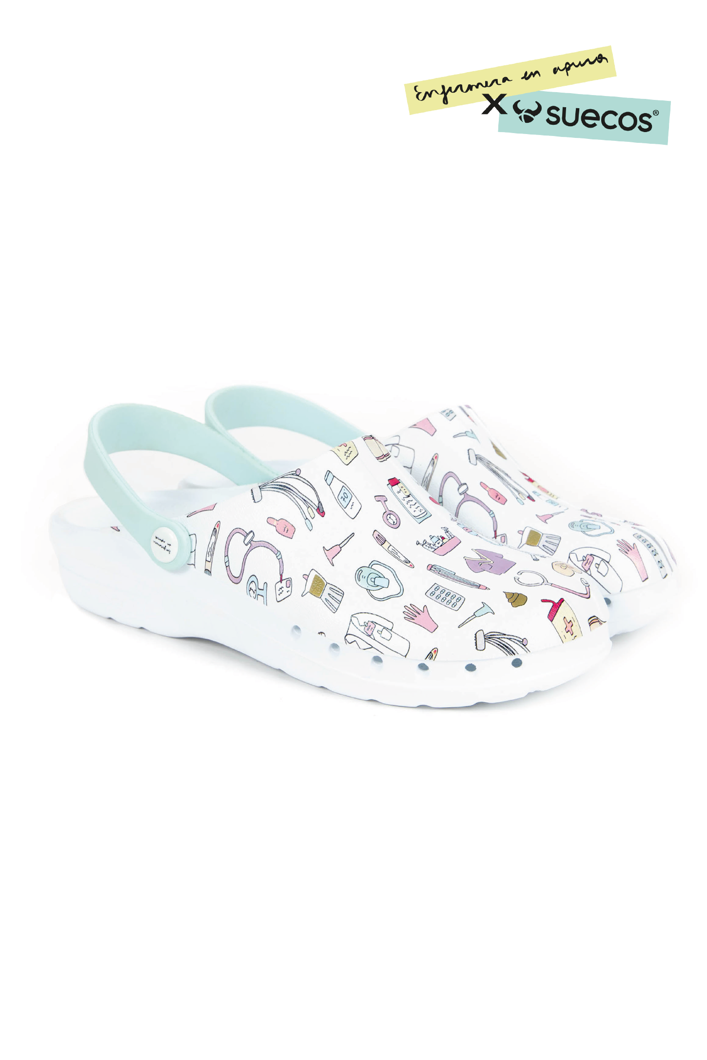 CLOGS ENFERMERA EN APUROS X SUECOS® - NURSES THINGS IN WHITE