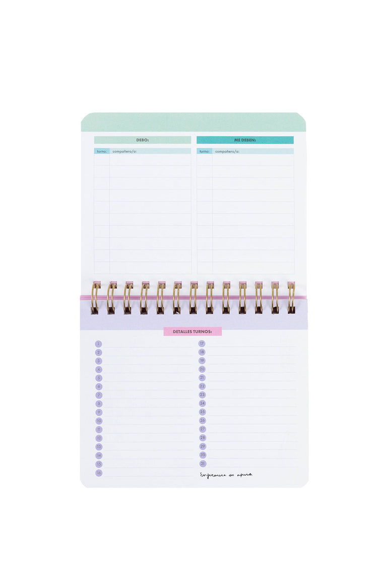 SHIFT PLANNER WITH RINGS - "TURNOS MÁGICOS"