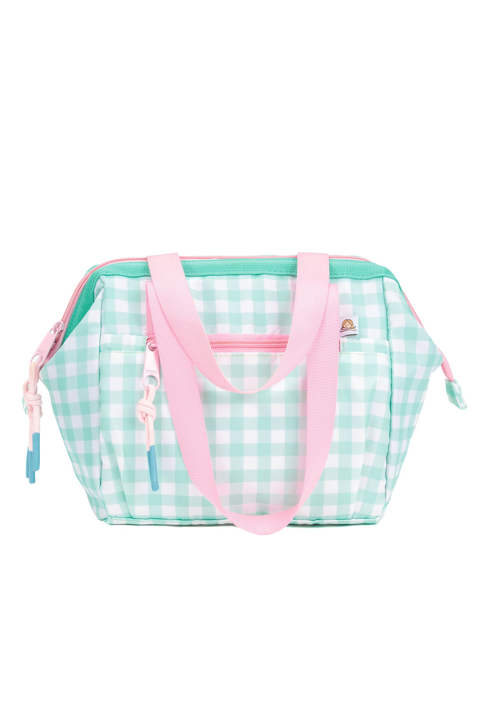 LUNCH BAG WITH HANDLES VICHY AQUAMARINE